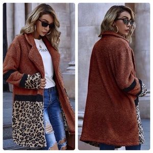 Oversized leopard print sherpa cardigan